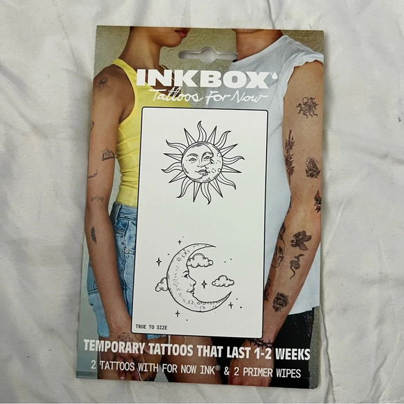 Set of Four NEW Inkbox Temporary Tattoos Celestial Sun and Moon 2-Pack Astronomy - Picture 2 of 4